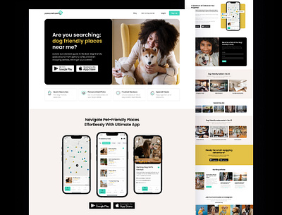 Website Design for Dog Lovers: Pawsometravelling App Interface dog dog app high coverting landing landing ui user experience user interface ux web webdesign