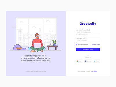 Groowcity - Log in illustraion login form login page login screen