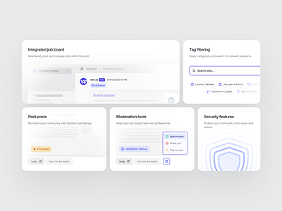 Bento grid features for Verk’s Landing page bento bento grid bentobox bot cards discord features landing page minimal saas ui website