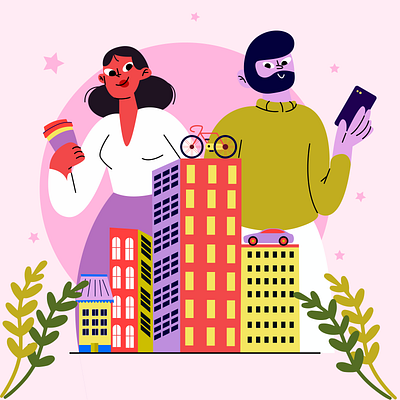 Urban city illustration! 2d 2d art best illustration character design commercial design family illustration illustration procreate urban urban art urban illustration