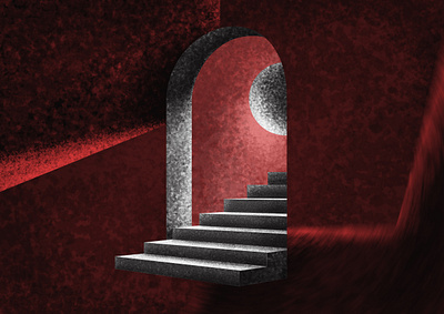 Road to nothing - imagination collection #3 art black dark design heaven hell illustration mood nothing red road staircase texture