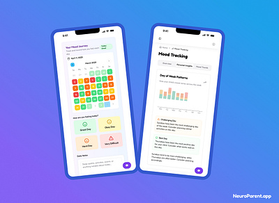 Mood Tracking Overview app design datavisualization designforgood parentingapp reactui uxdesign