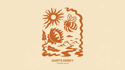 Gary's Honey bee branding design eco flower graphic honey illustration mountains natural nature smoke sun