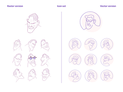 Raster vs Vector mascot illustrations icon set branding character character design character illustration emotions flat icons graphic design icon illustration line line art mascot ui vector icons vector illustration