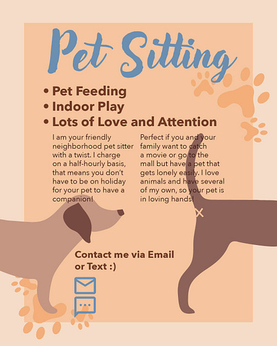Pet Sitting Flyer - Limited colour palette graphic design