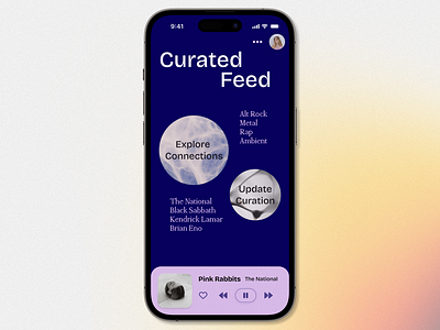 Music Player - Curated Feed daily ui dailyui dark palette graphic design media player mobile mobile design music music player product design ui ui design