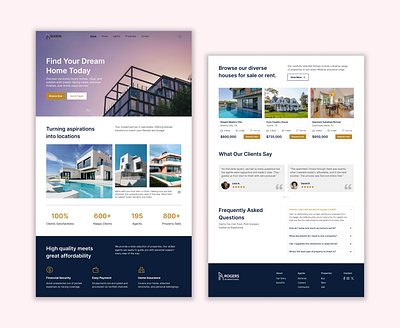 Real Estate Website blue website figma design home page landing page modern website real estate real estate ui real estate website responsive design ui ui design uxui web yellow buttons
