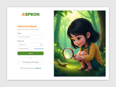 Log in Page UI ai artificial intelligence green illustration landing page log in login orange responsive sign in signin ui ui design ux web welcome