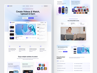 StreamNext — Video Streaming Platform UI Design creator dashboard design game streaming graphic design hls streaming landing page live live streaming ott platform streaming platform design twitch ui ui trends uiux ux video video streaming web design website design