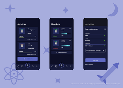 Hexabot Management App animation app dark mode mobile mobile app space ui ui design