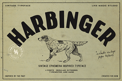 Harbinger - Vintage Inspired Typeface badge condensed ephemera handwritten paper retro sans serif stamp texture typewriter typography vintage wide