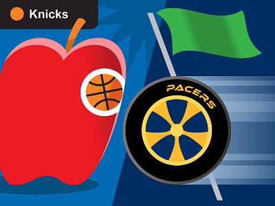 Knicks vs. Pacers basketball big apple digital hoops illustration indiana knicks nba ny knicks nyc pacers racecar subway vector