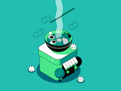 Isometric Ramen Illustration asian branding cafe cartoon style china colourful cute design flat food illustration isometric isometry kawaii minimalistic noodles ramen shop vector