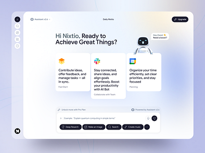 Dashboard UI Design - AI Assistant ai dashboard ai ui artificial intelligence clean ui collaboration tool dashboard design design system glassmorphism interface design minimal design modern dashboard planning app product design productivity ui saas design task manager ui ux design web app design