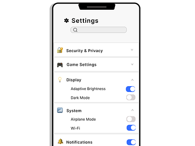 Daily UI #007 – Settings Screen appdesign cleandesign dailyui dribbble figmadesign interactiondesign lightmode mobileui settingsscreen toggleui uidesign userinterface uxui
