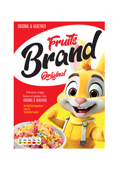 Fruits Brand Original Cereal Box Design – Kids Corn Flakes playful breakfast branding