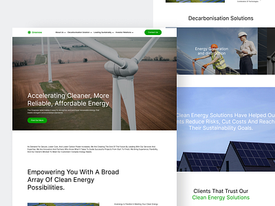 Green Energy Website clean energy ev fireart green landing ui ux web website