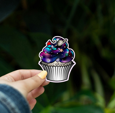 StickNSlap Sticker cupcake planets space sticker