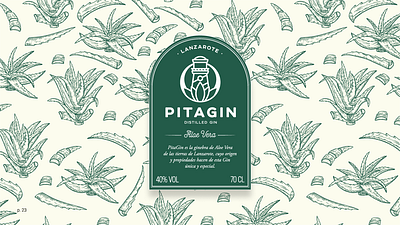 Pitagin - Aloe Vera, Lanzarote aloe vera branding gin green label logo packaging