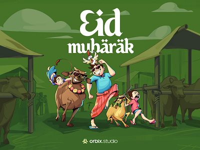 🌙EID Greetings – 2025 🐐 | Orbix Studio artwork celebration dark design eid eid mubarak eid2025 eiduladha festivals flat illustration graphic design hajj illustration minimal muslim days orbix studio ui vector