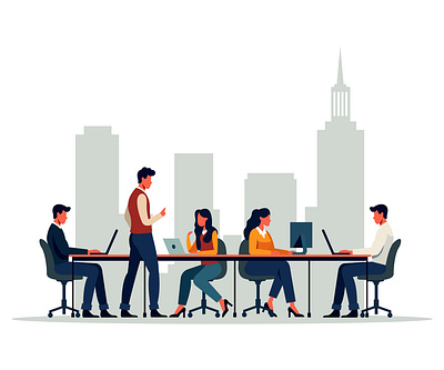 Team of working collaboratively in office adobe illustrator cartoon collaboratively design graphic designer illustration office team teamwork working