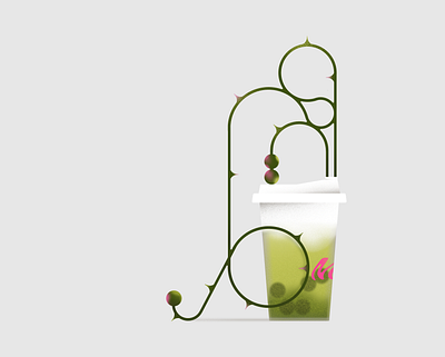 Matcha 2d botanical flowers graphic design illustration procreate