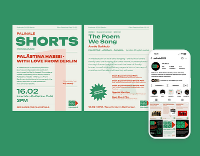 Film Festival Berlin - Marketing Design, Social Media & Brand brand branding event design events festival film fest film festival graphic design green instagram logo logo design palestine poster poster design social media social media design tickets