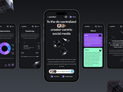 Mobile Landing Page design for Blockchain Social Media blockchain branding darkmodeui figma hero landingpage mobiledesign mobilelandingpage productdesign responsivedesign ui ui design uidesign ux uxdesign