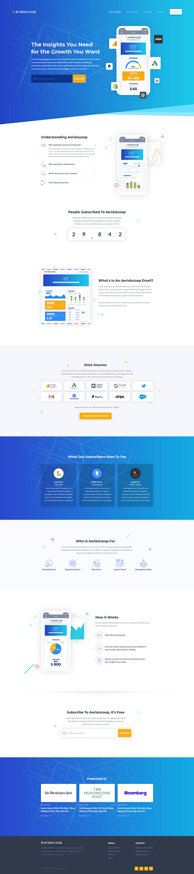 Aerialscoop - Homepage data visualization design insights landing page ui user interface ux webdesign website